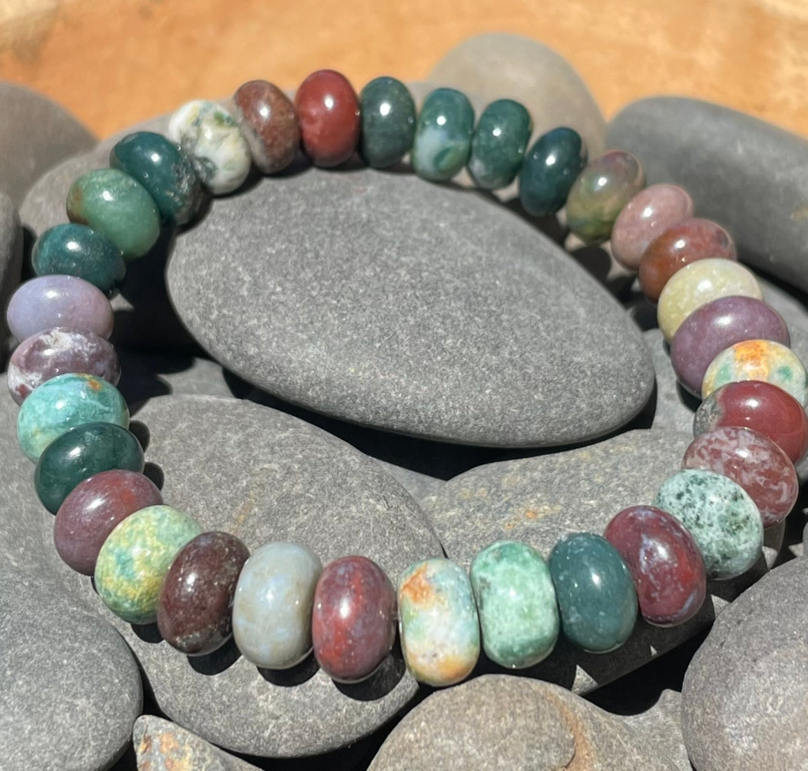 Indian Agate Beaded Gemstone Bracelet 8mm