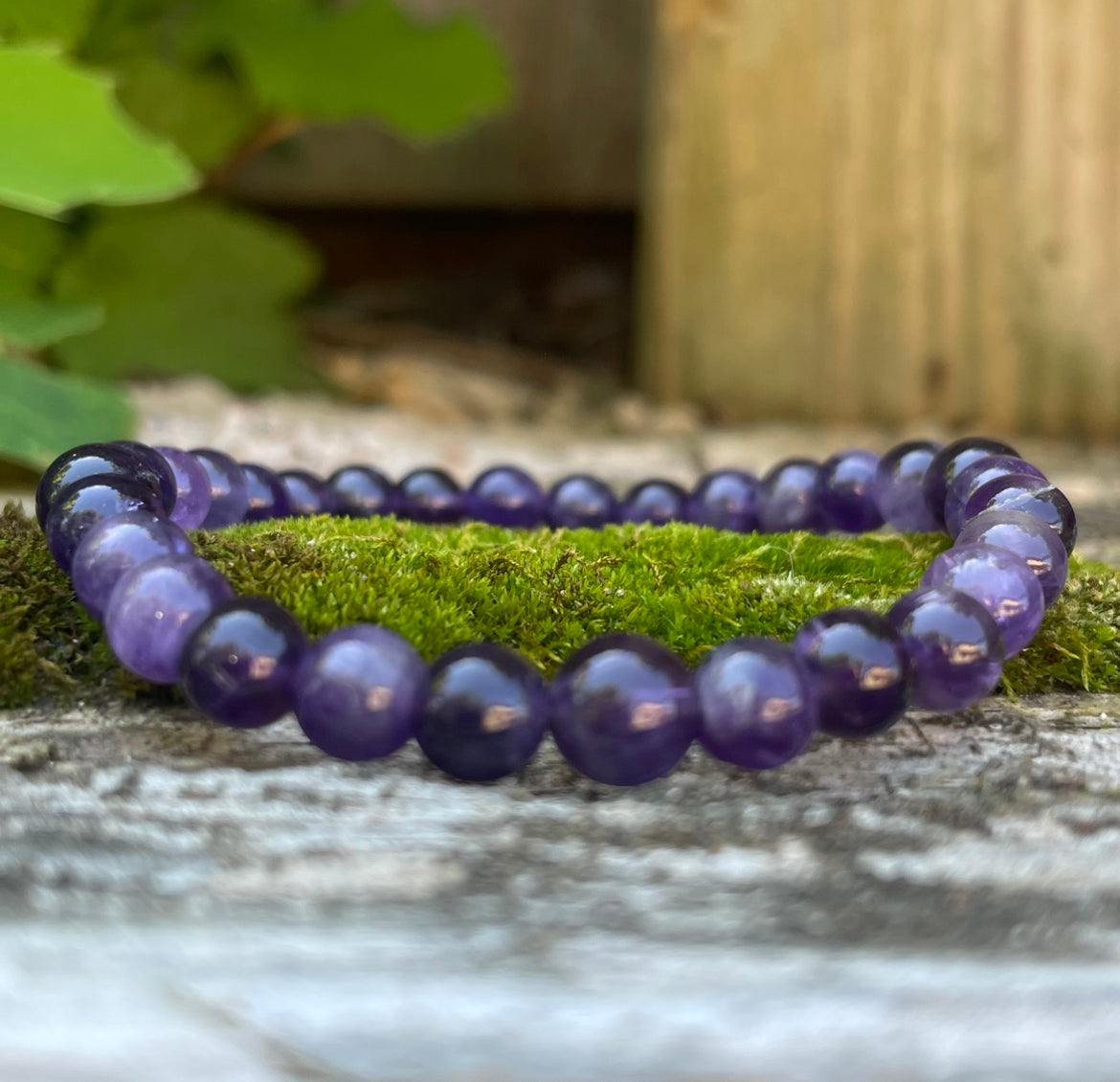 Amethyst Beaded Gemstone Bracelet 6mm