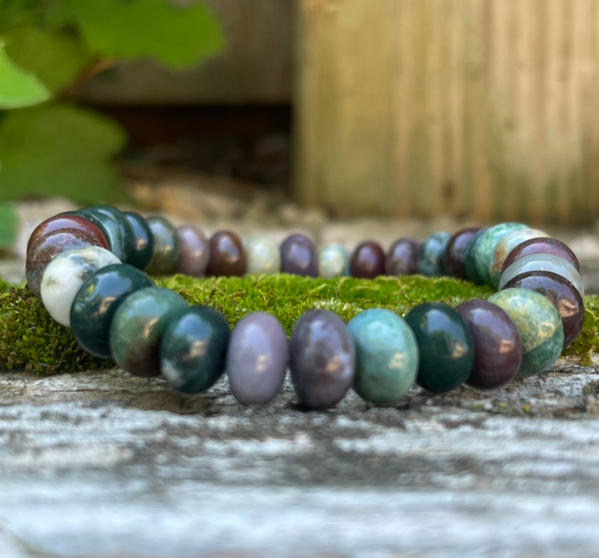 Indian Agate Beaded Gemstone Bracelet 8mm