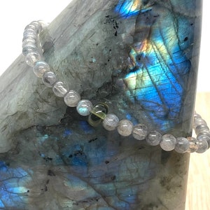 Genuine Moldavite and AA 4mm Labradorite Beaded Bracelet