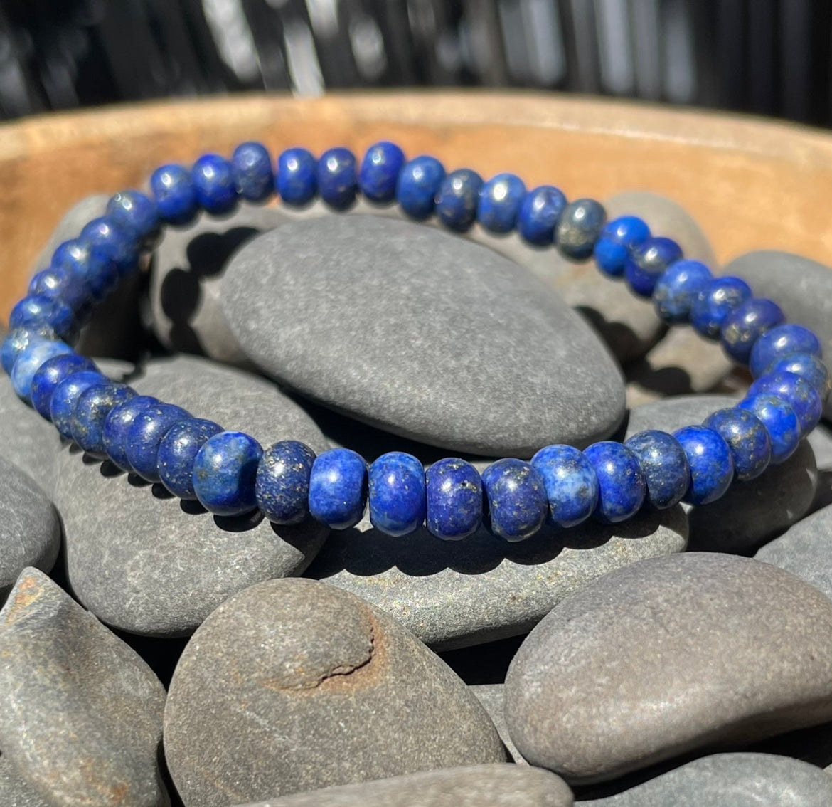 Lapis Lazuli Beaded Gemstone Courage Bracelet 6mm