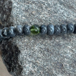 Black Rondelle Labradorite and Genuine Moldavite handmade beaded bracelet