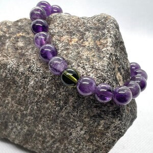 Genuine Moldavite and Amethyst Beaded Bracelet-Handmade in Parker, Colorado